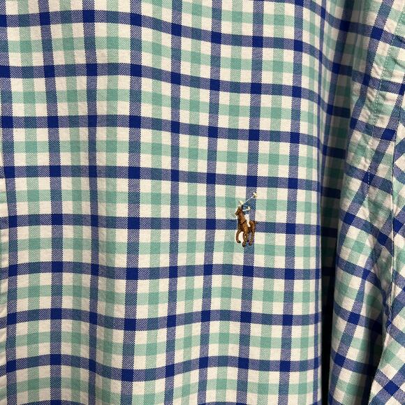 Ralph Lauren Blue White Plaid Button Down Size 4X Tall - Picture 7 of 8
